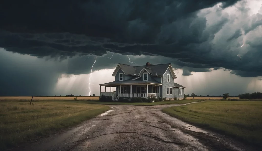 Mythen beim Immobilienkauf - Das Bild zeigt ein Haus im Gewitter