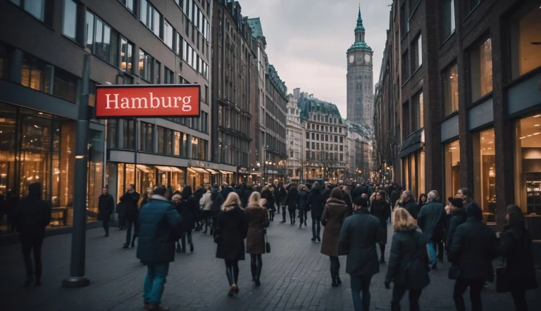 Immobilienmakler Hamburg die Innenstadt mit Menschen