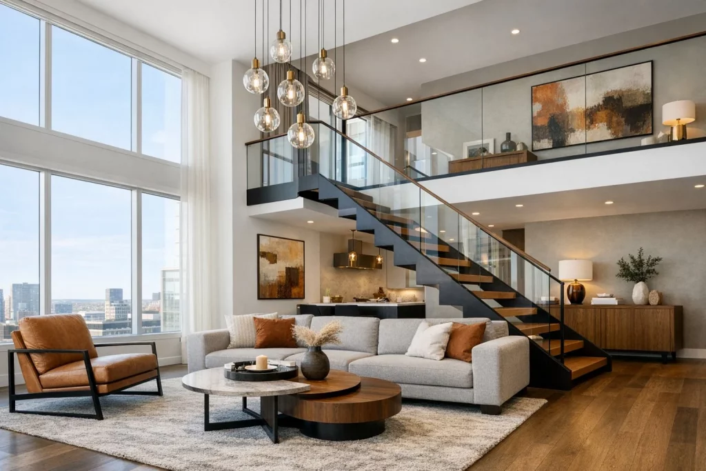 Maisonette Dachgeschoss Wohnung Innenraum modern eingerichtet